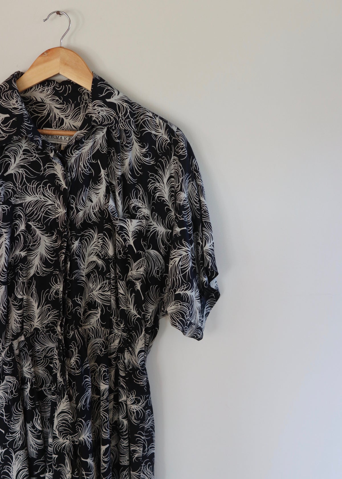 Norma Kamali | Feather Print Shirt Dress