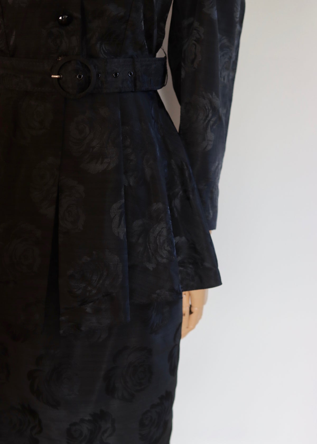 Black 80s Peplum Skirt Suit