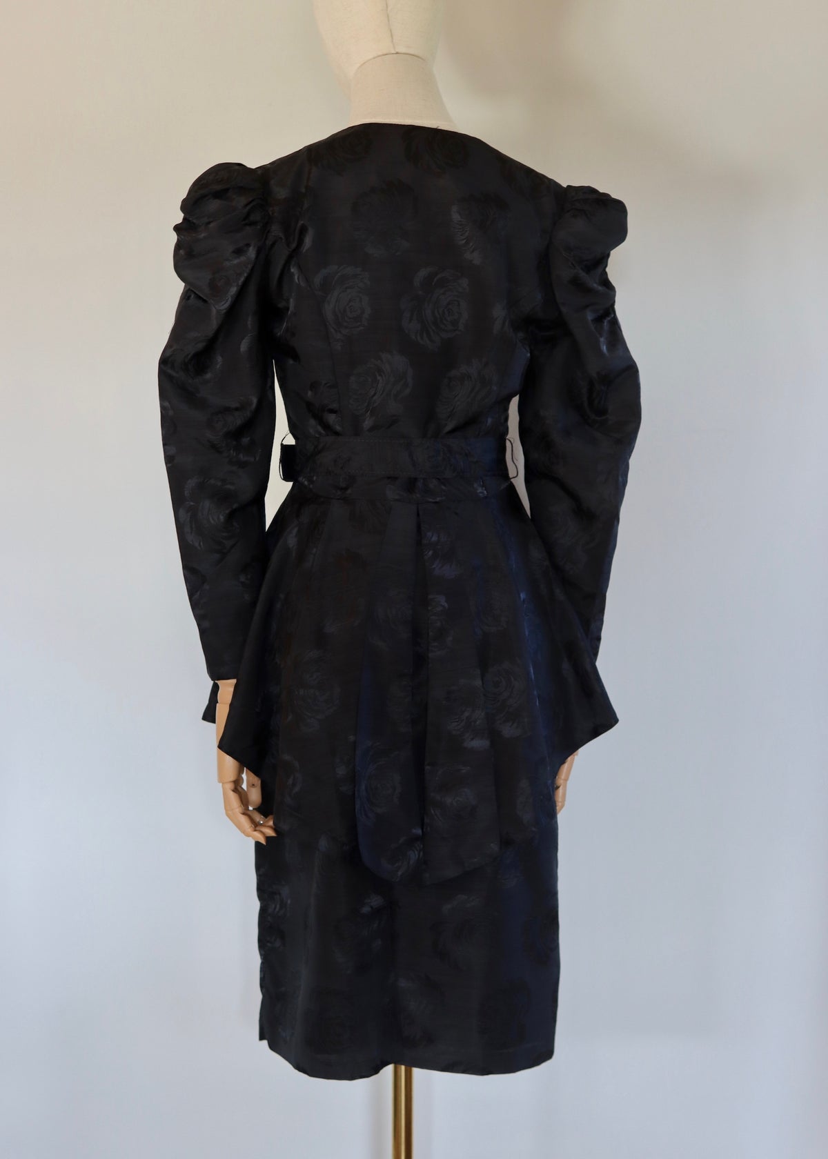 Black 80s Peplum Skirt Suit