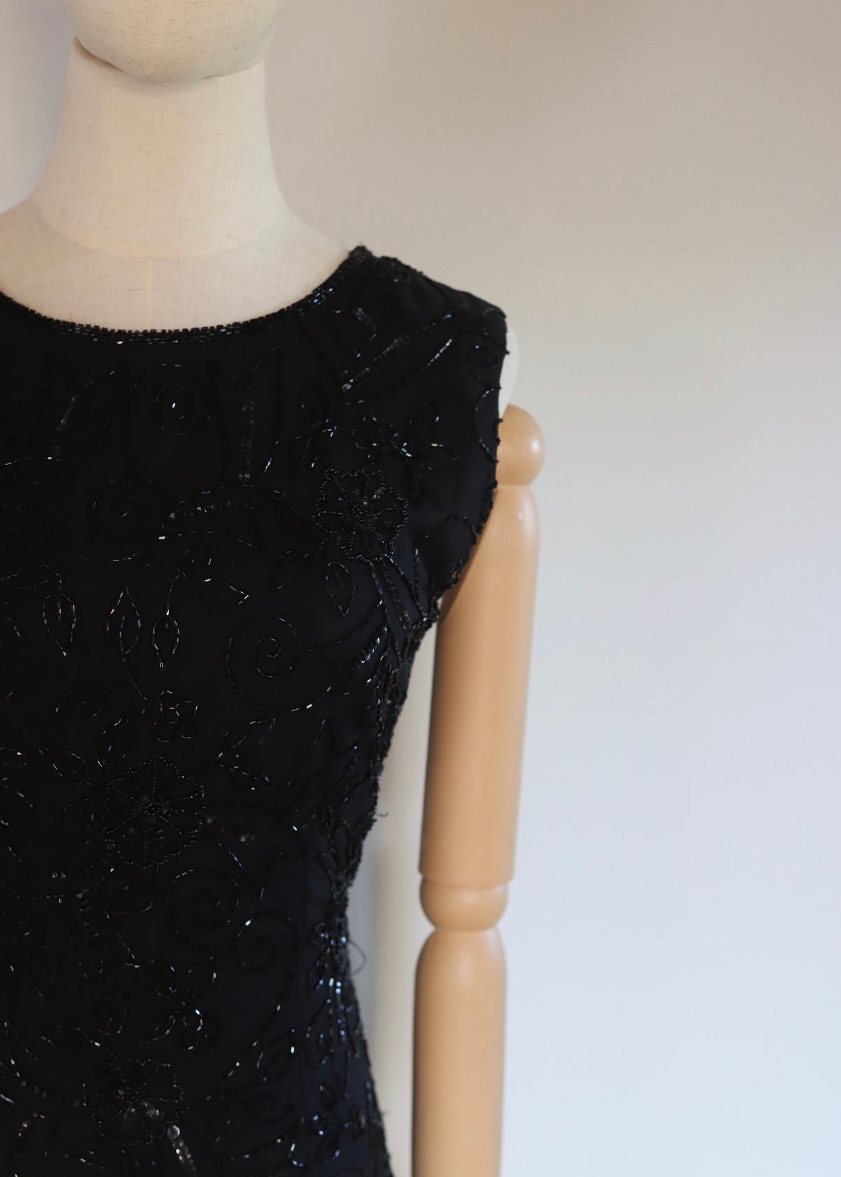 Black Tiered Hand Beaded Dress