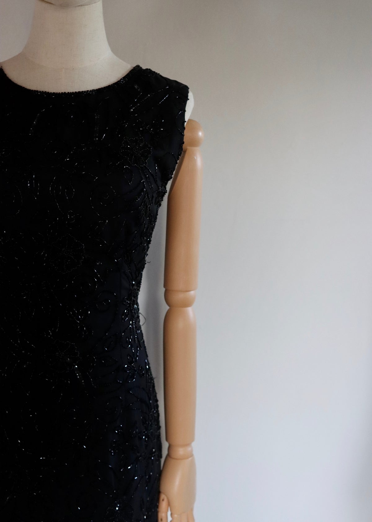 Black Tiered Hand Beaded Dress