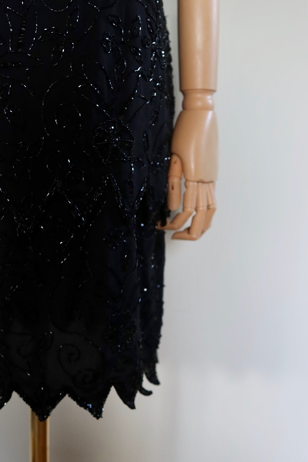 Black Tiered Hand Beaded Dress