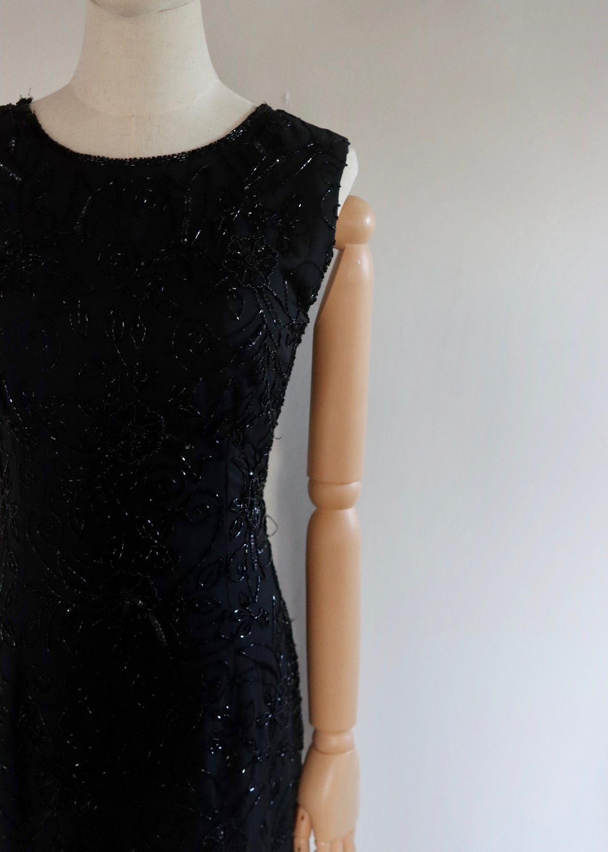 Black Tiered Hand Beaded Dress
