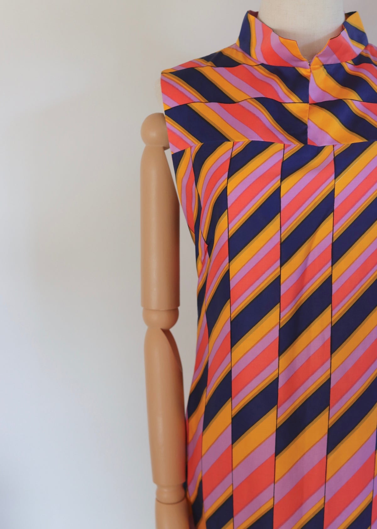 1970s Geometric Print Maxi Dress