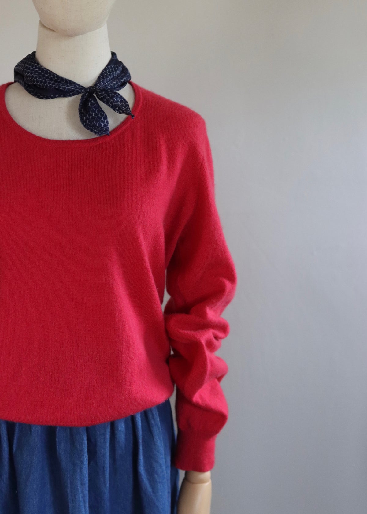 Red Cashmere Blend Round Neck Jumper