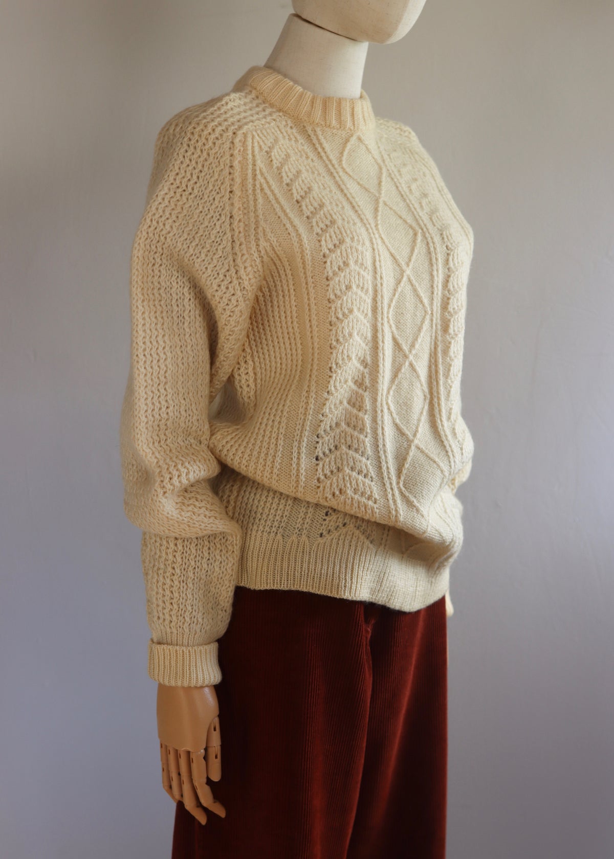 St Michael Cream Aran Knit All Wool Jumper