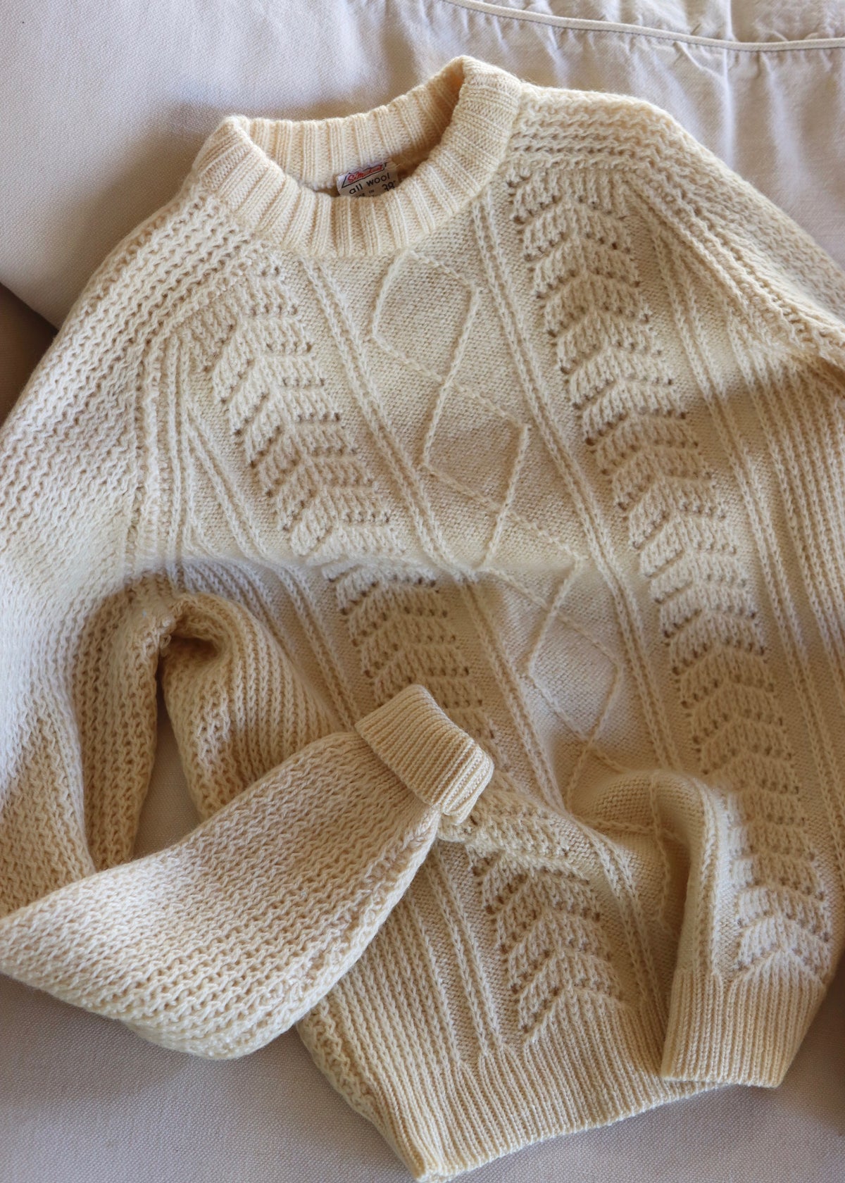St Michael Cream Aran Knit All Wool Jumper