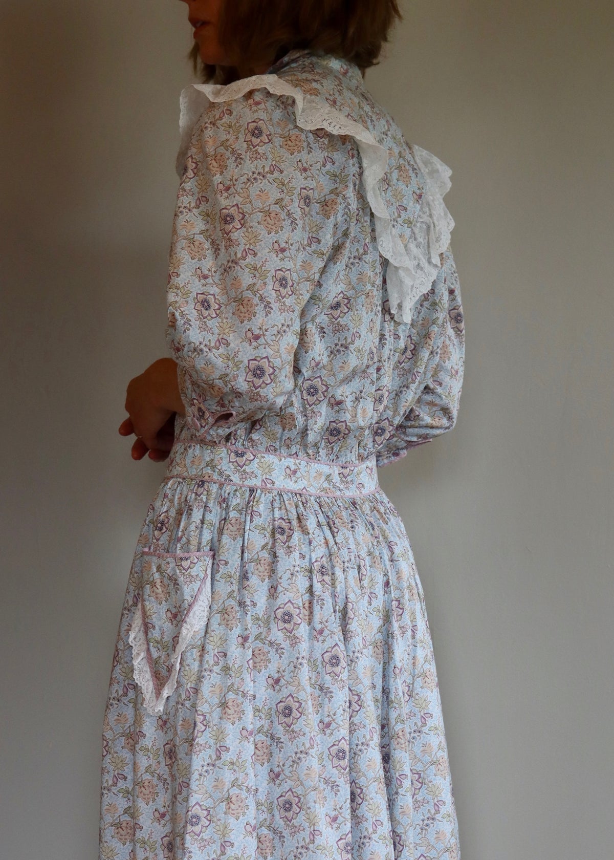Anna Belinda Oxford 1980s Frill Prairie Dress
