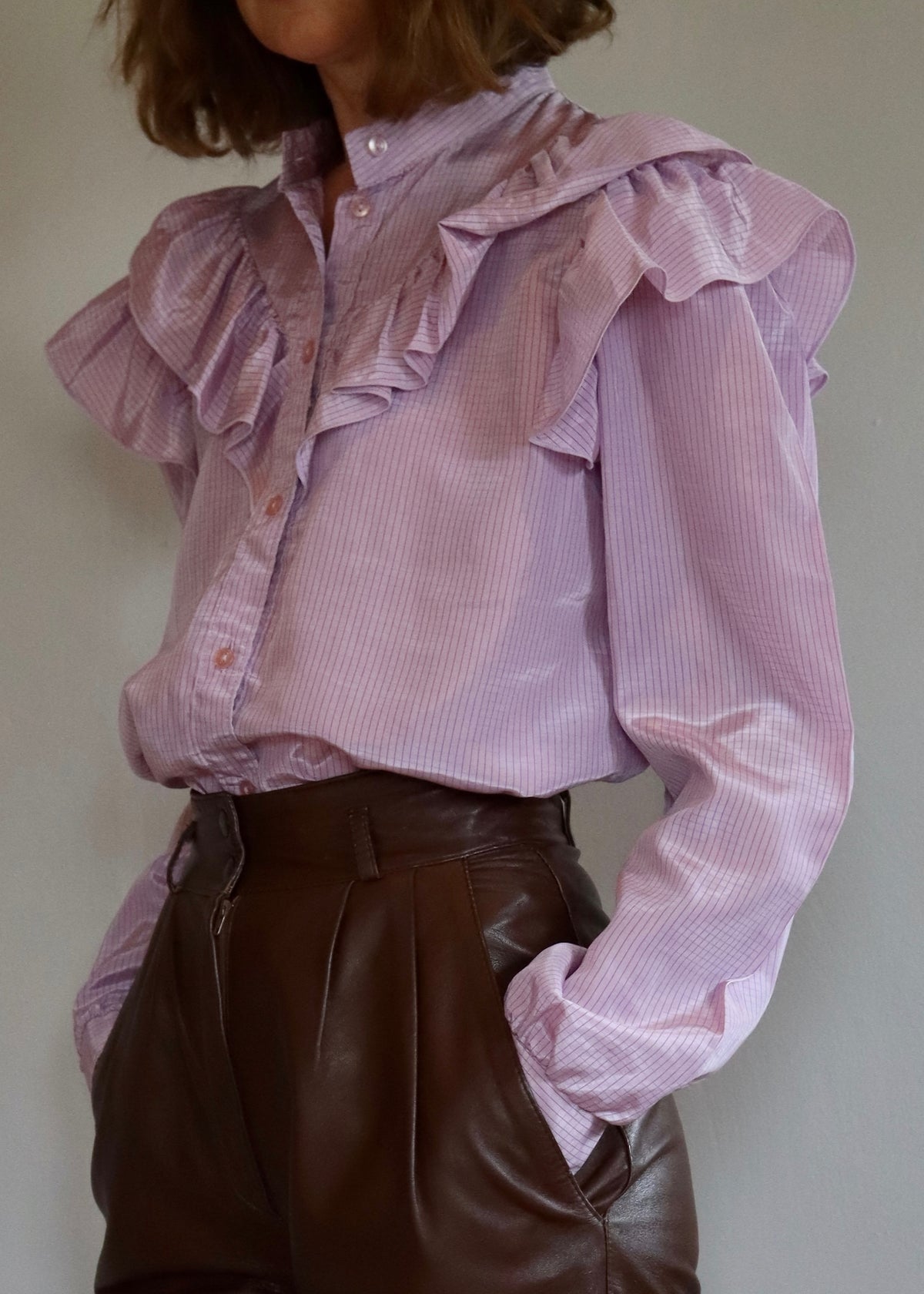 Ruffled 1970s Lilac Blouse