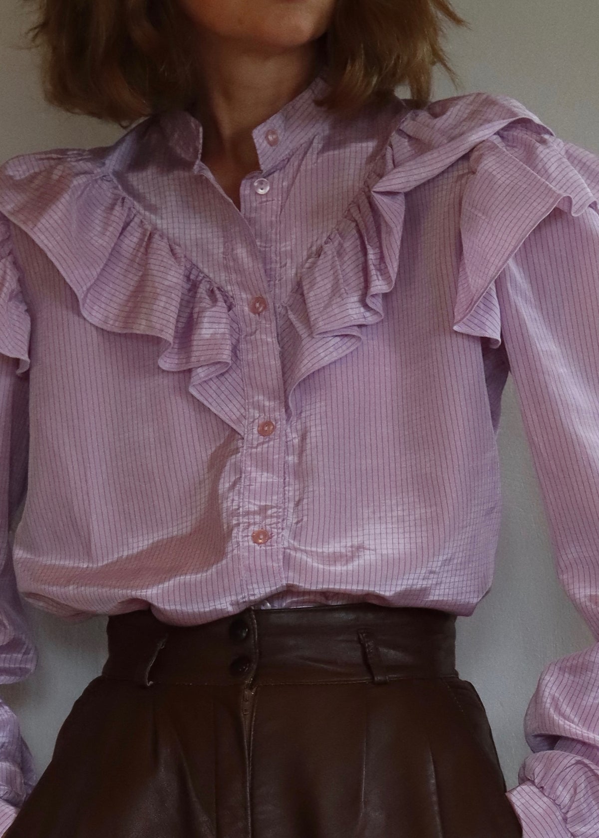 Ruffled 1970s Lilac Blouse