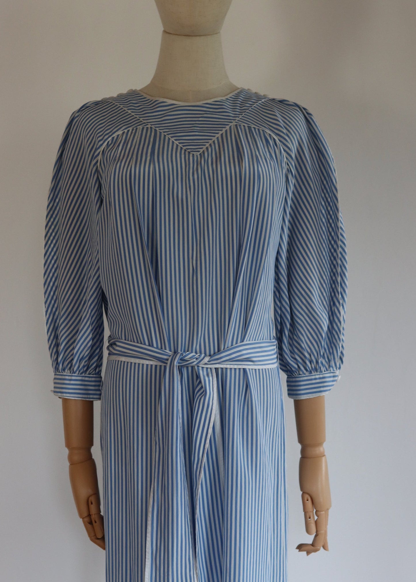Anna Belinda Oxford Blue Stripe Silk Dress | 1970s