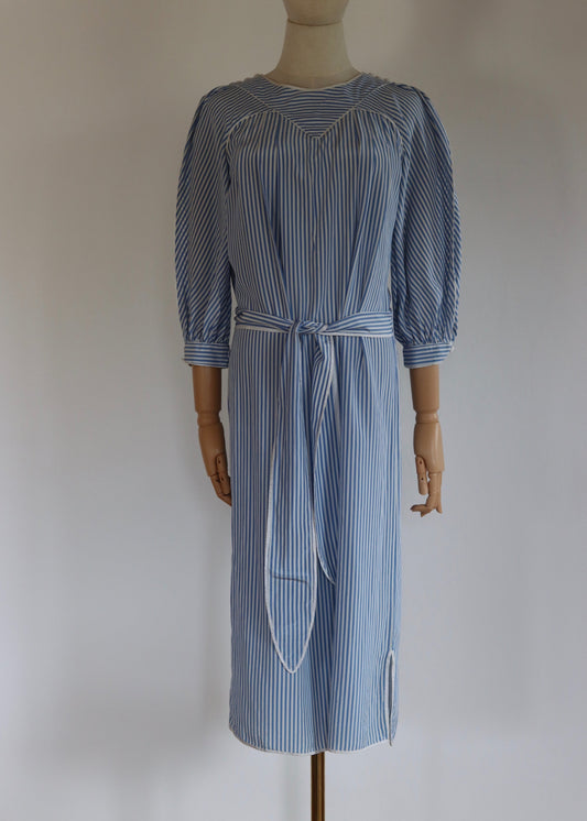 Anna Belinda Oxford Blue Stripe Silk Dress | 1970s