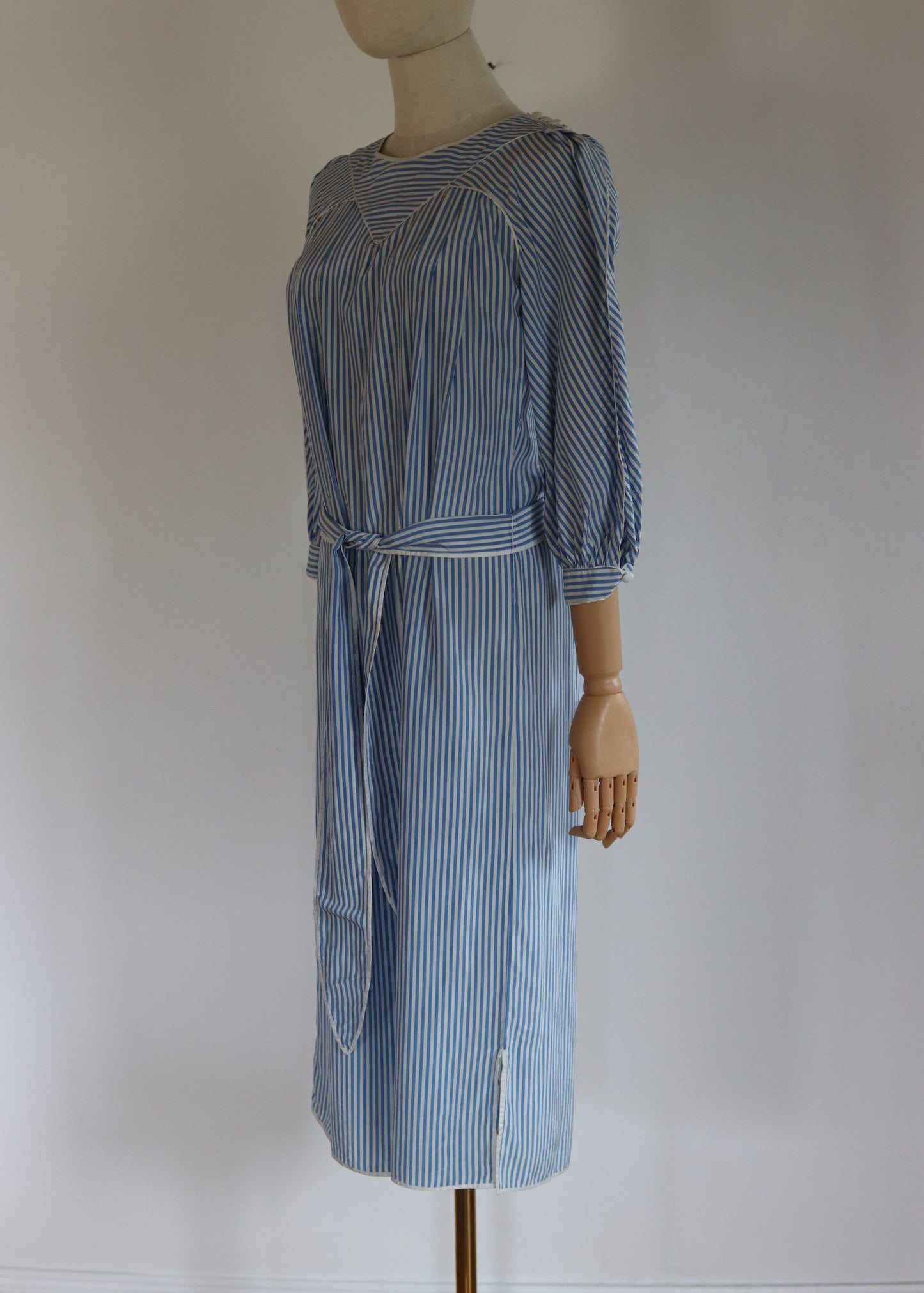 Anna Belinda Oxford Blue Stripe Silk Dress | 1970s