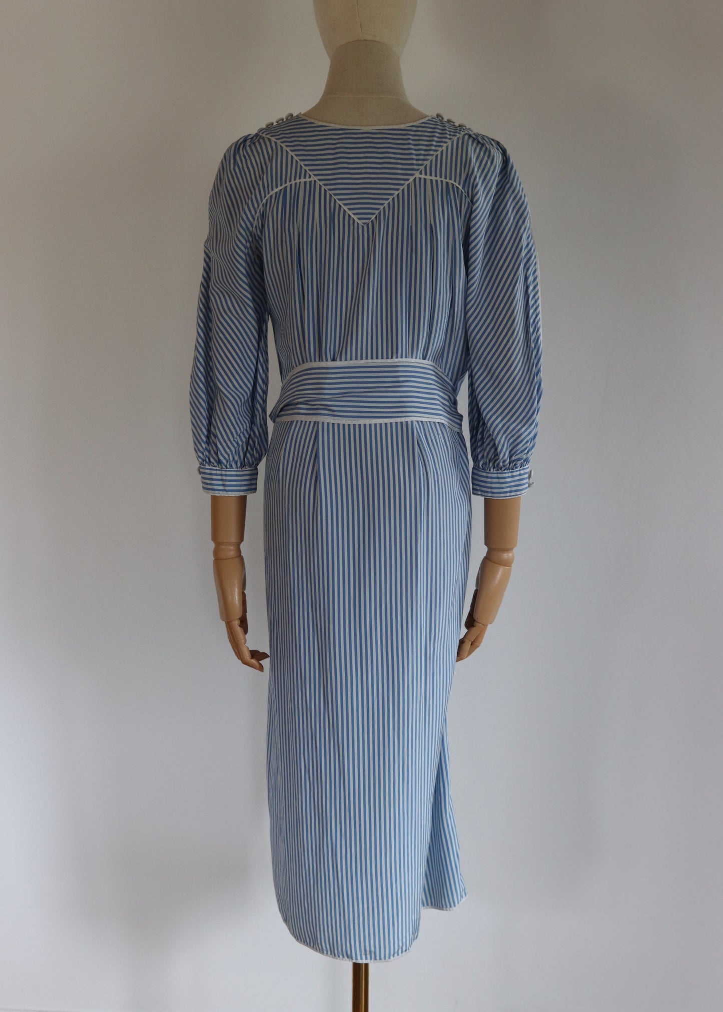 Anna Belinda Oxford Blue Stripe Silk Dress | 1970s