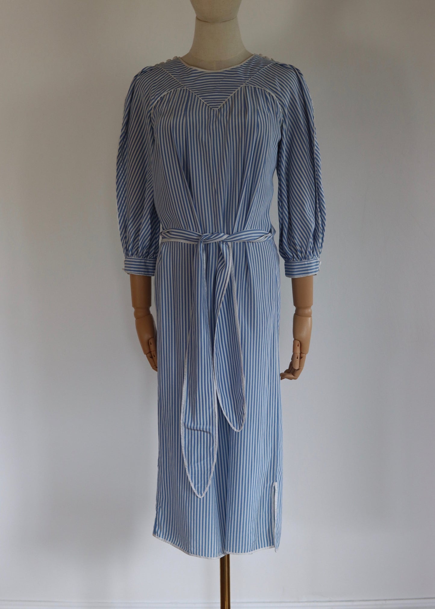 Anna Belinda Oxford Blue Stripe Silk Dress | 1970s