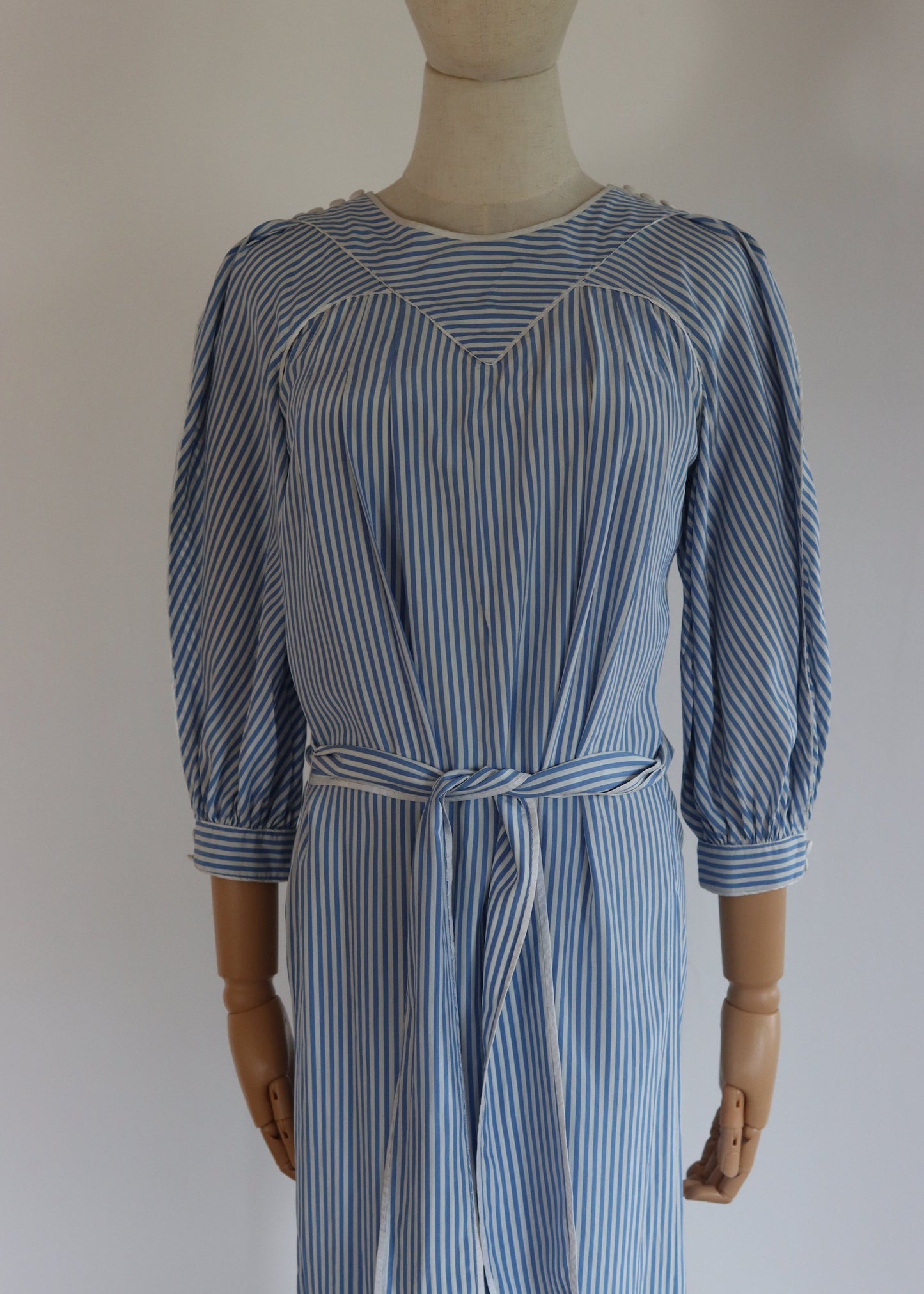 Anna Belinda Oxford Blue Stripe Silk Dress | 1970s