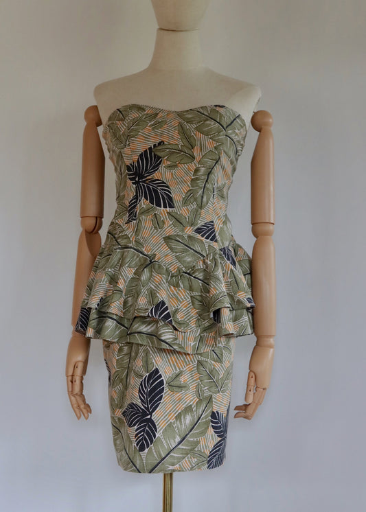 Peplum Bandeau Dress | 1980s