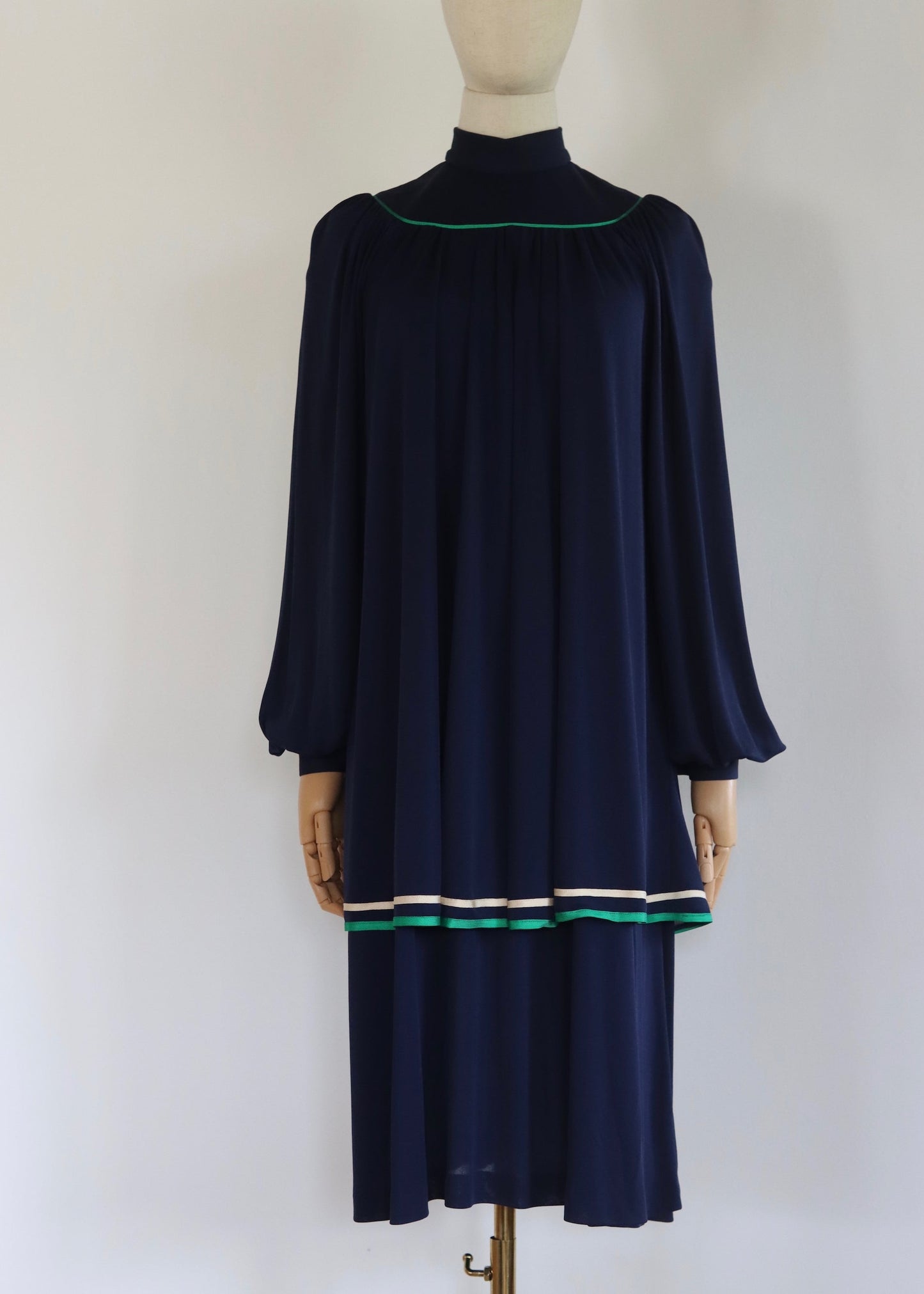 Lesley Sandra Layered Navy Dress | 1970s