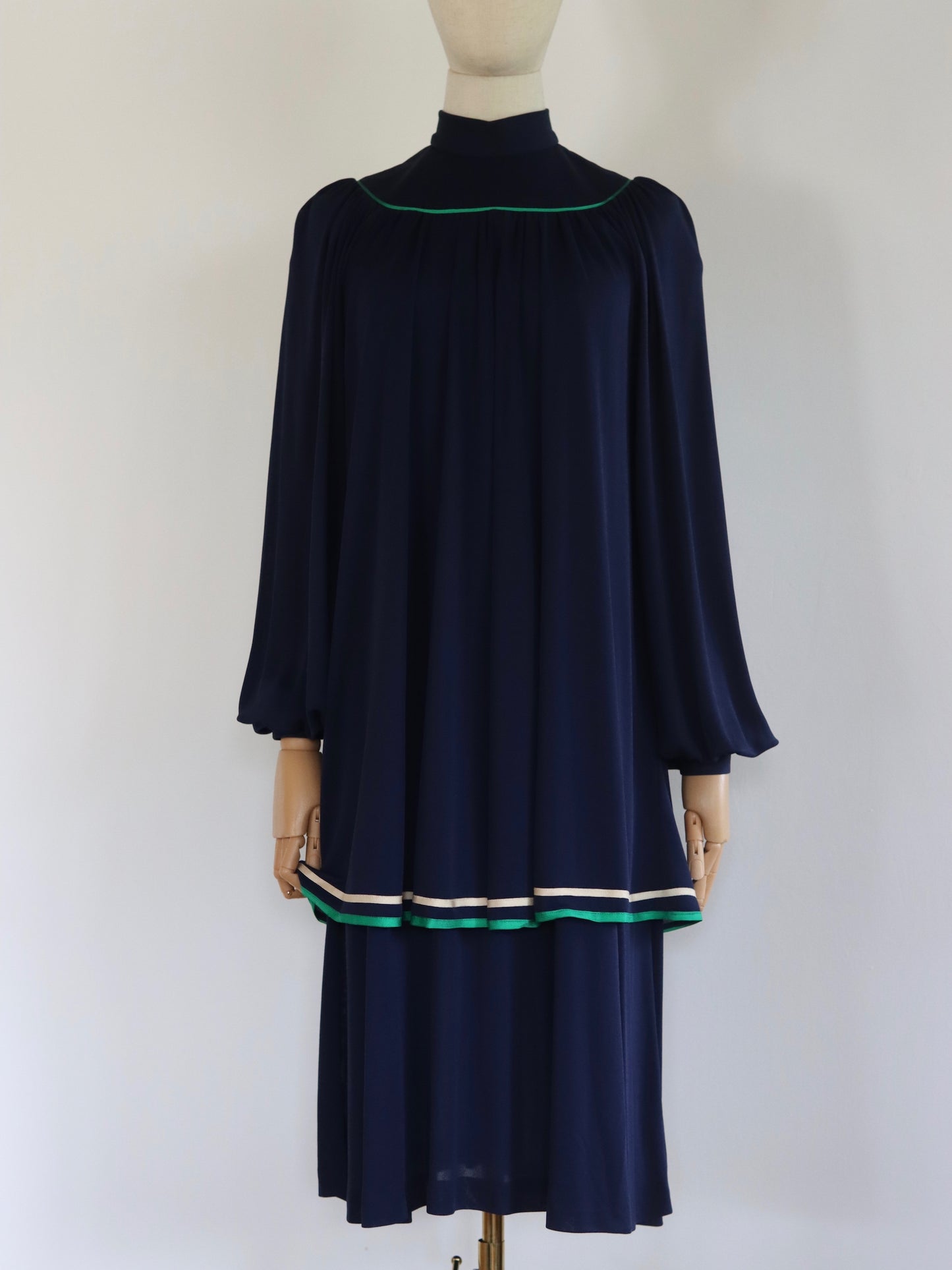 Lesley Sandra Layered Navy Dress | 1970s