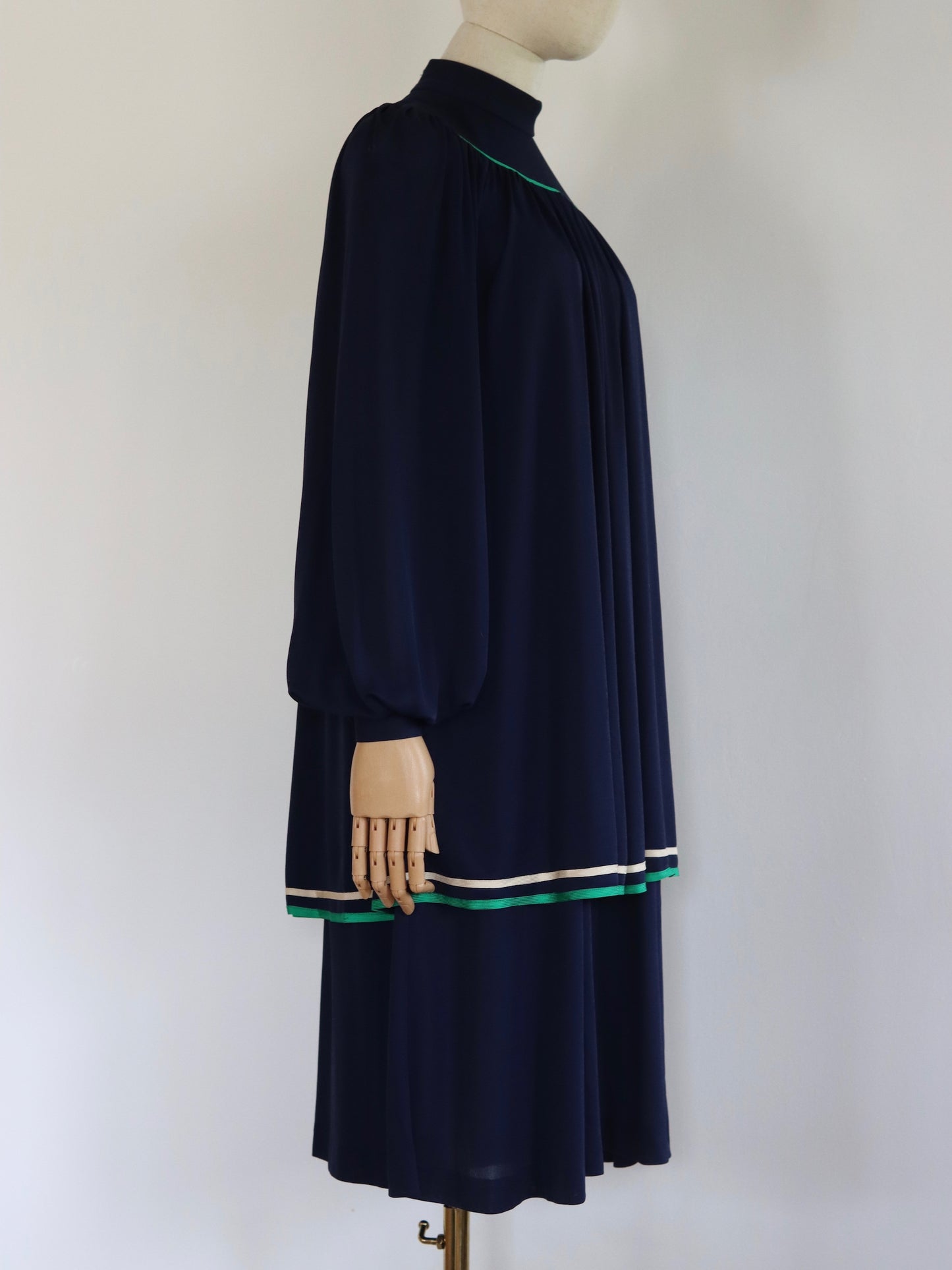 Lesley Sandra Layered Navy Dress | 1970s