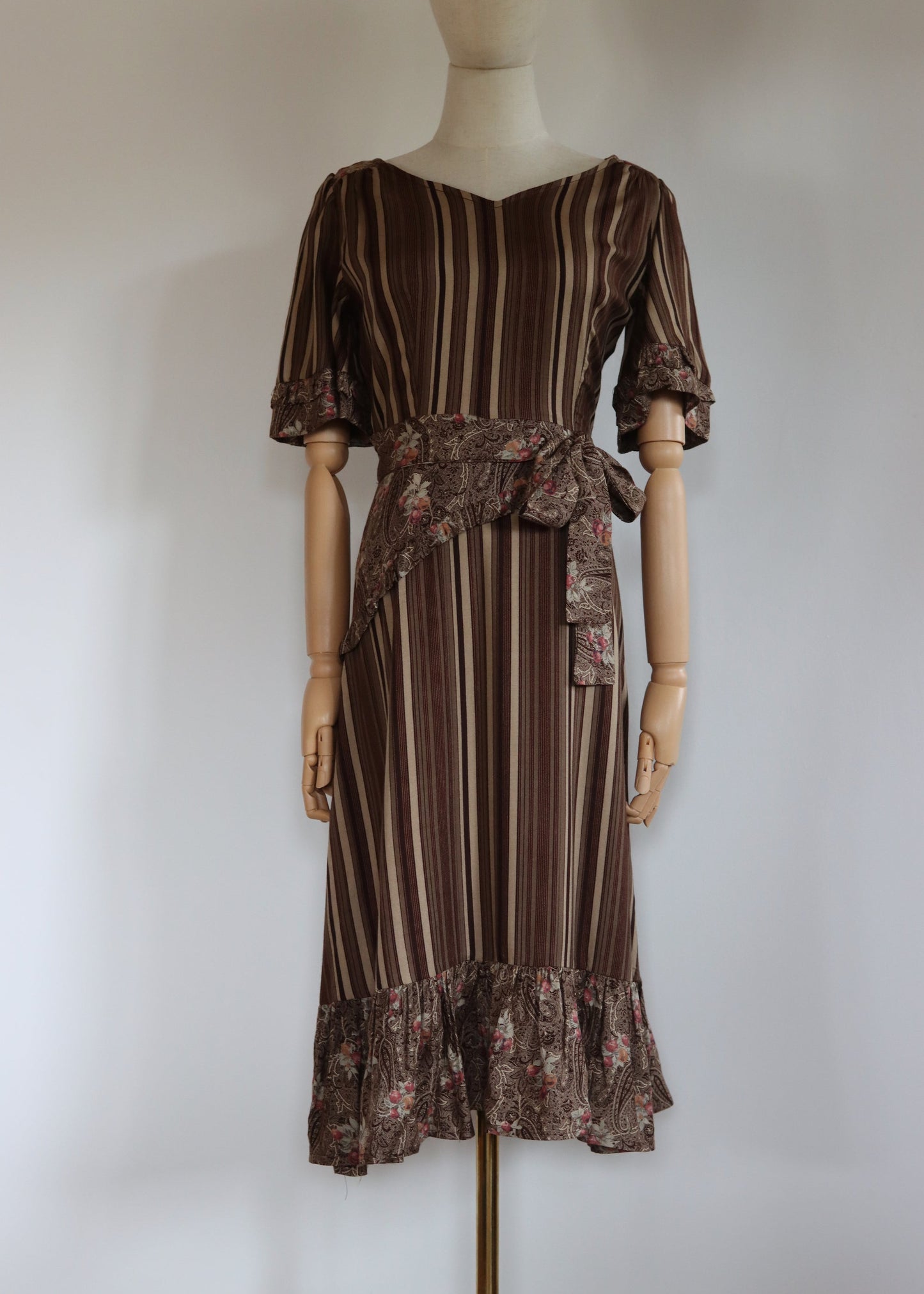 Taramina Brown Stripe Dress  | 1970s