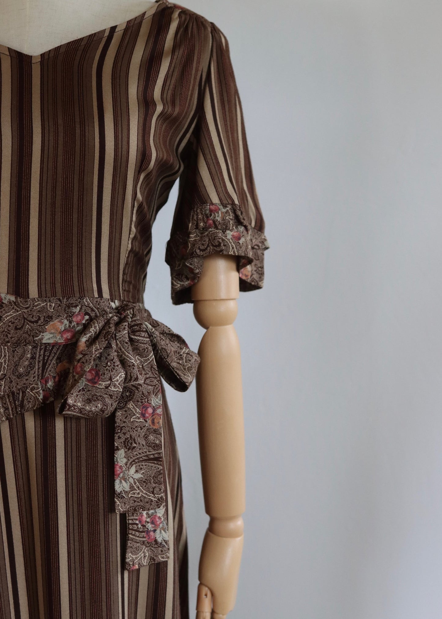 Taramina Brown Stripe Dress  | 1970s