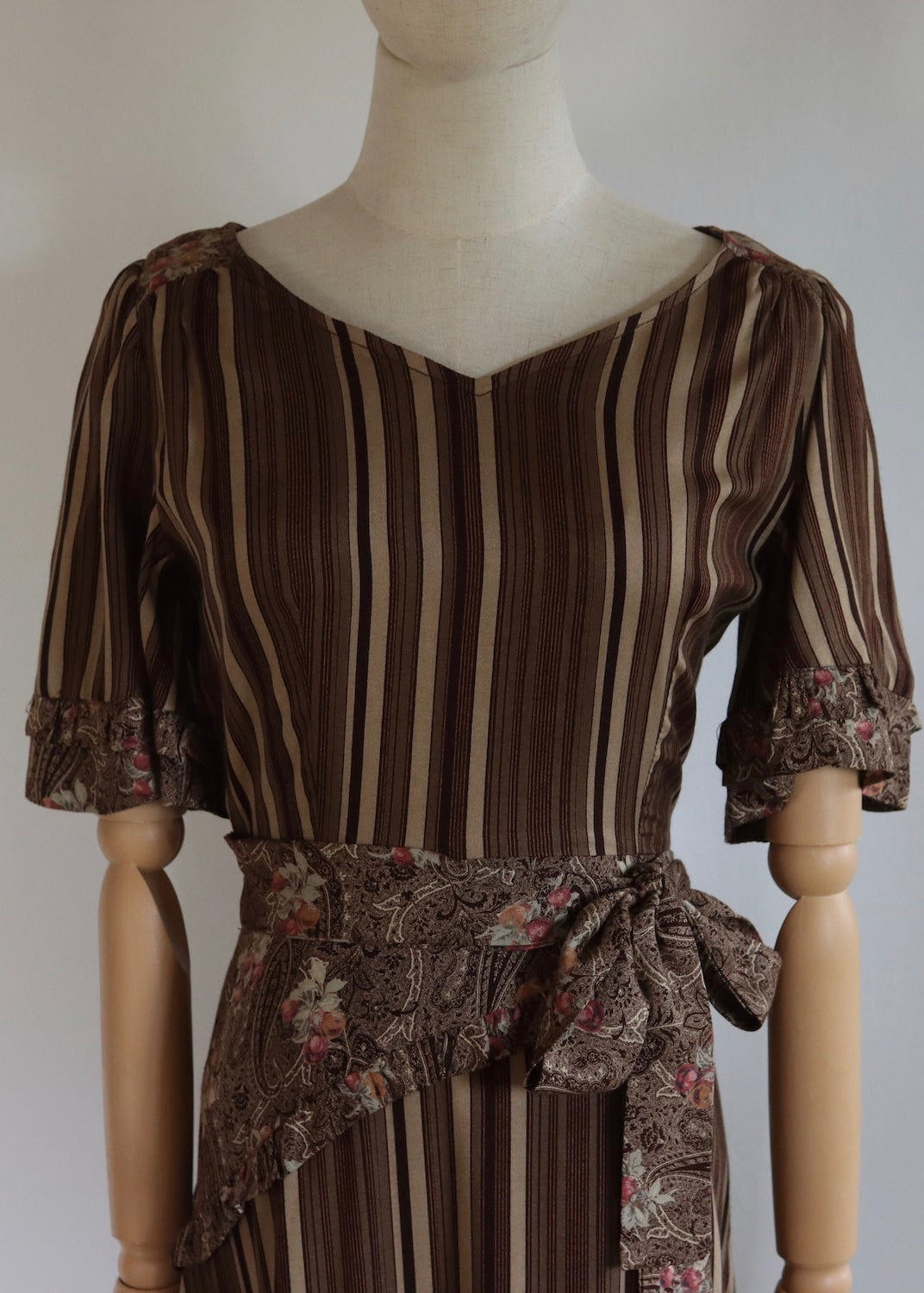 Taramina Brown Stripe Dress  | 1970s