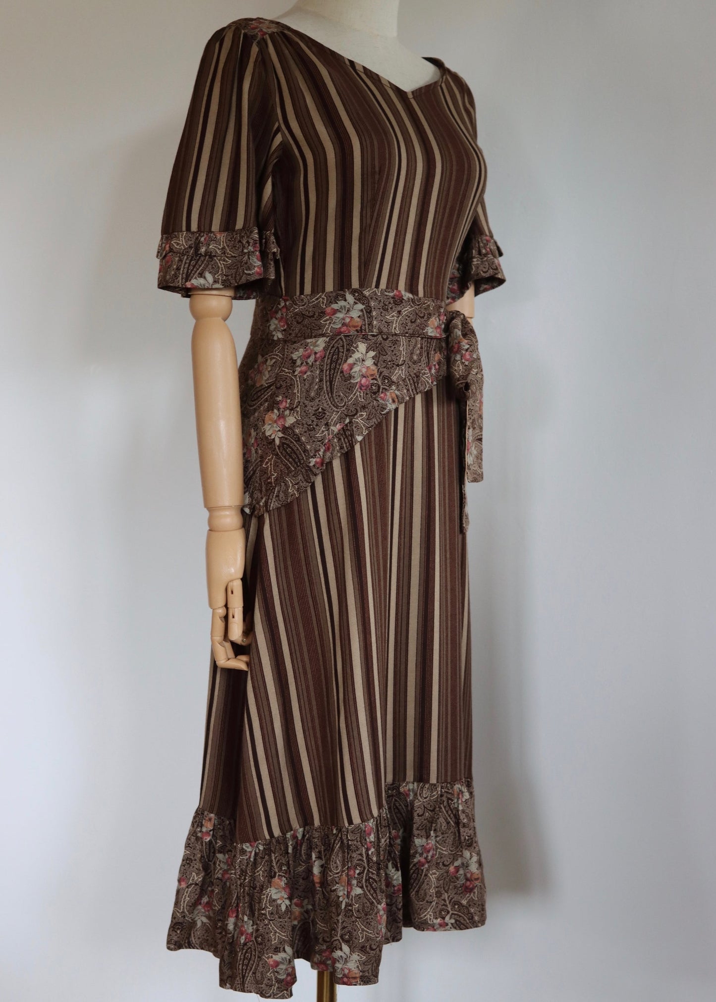 Taramina Brown Stripe Dress  | 1970s