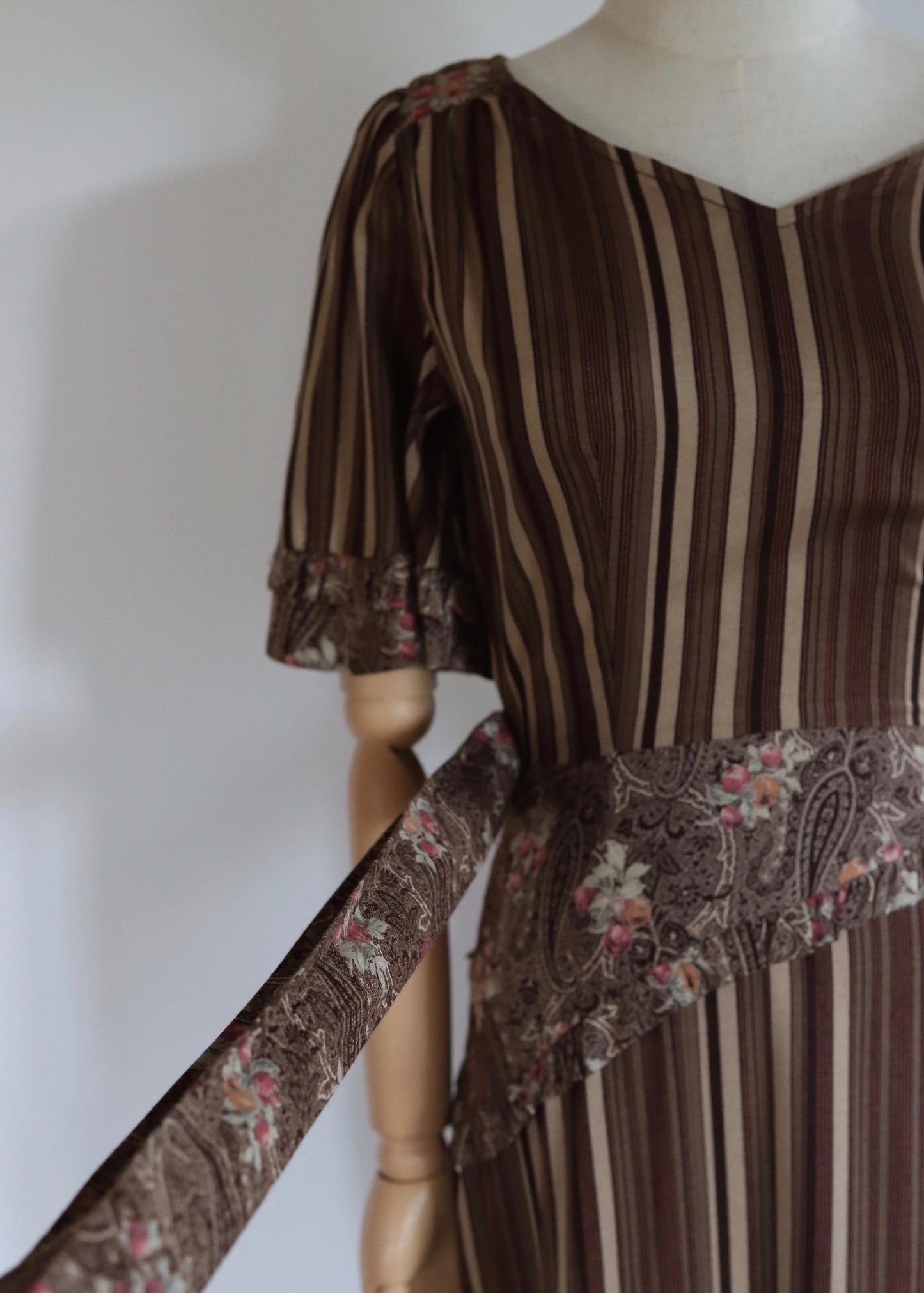 Taramina Brown Stripe Dress  | 1970s