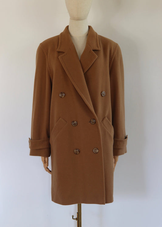 Double Breasted Camel Wool Coat
