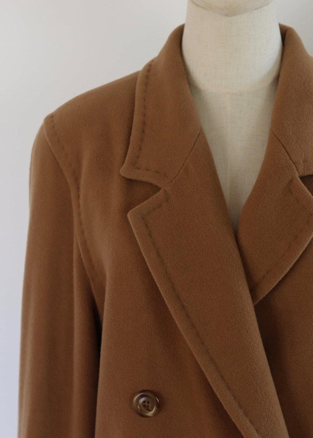 Double Breasted Camel Wool Cashmere Wool Blend Coat