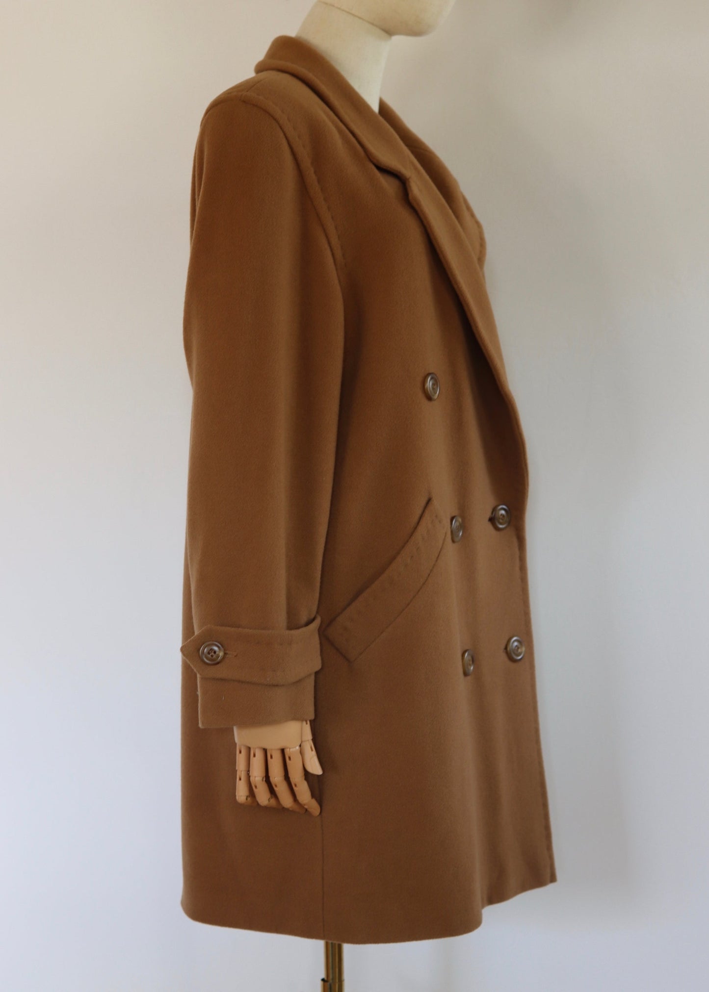Double Breasted Camel Wool Cashmere Wool Blend Coat