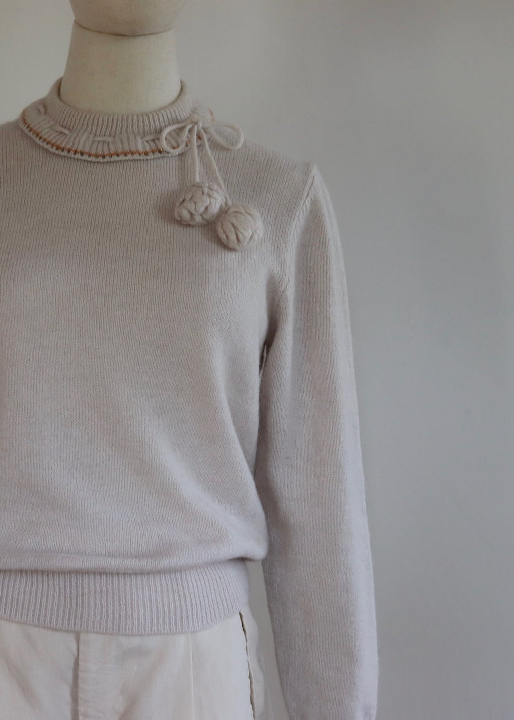 Vintage Pom Pom Tie Jumper