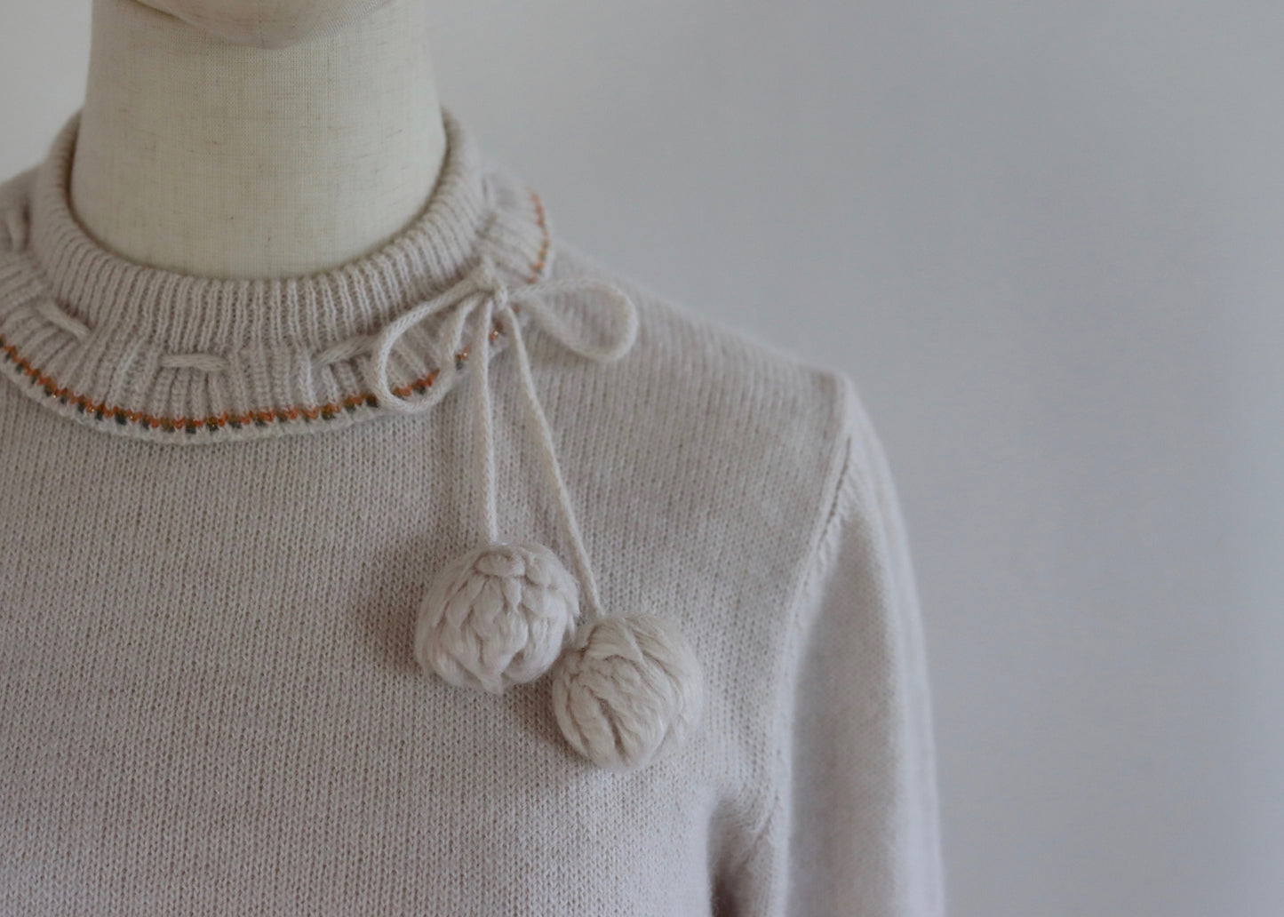 Vintage Pom Pom Tie Jumper