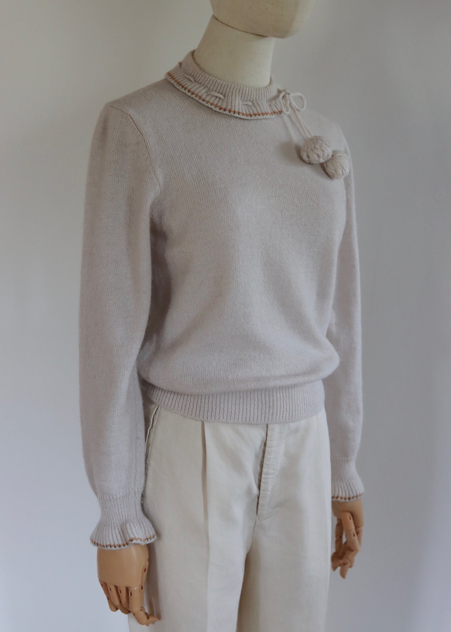 Vintage Pom Pom Tie Jumper