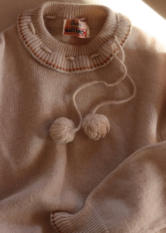 Vintage Pom Pom Tie Jumper