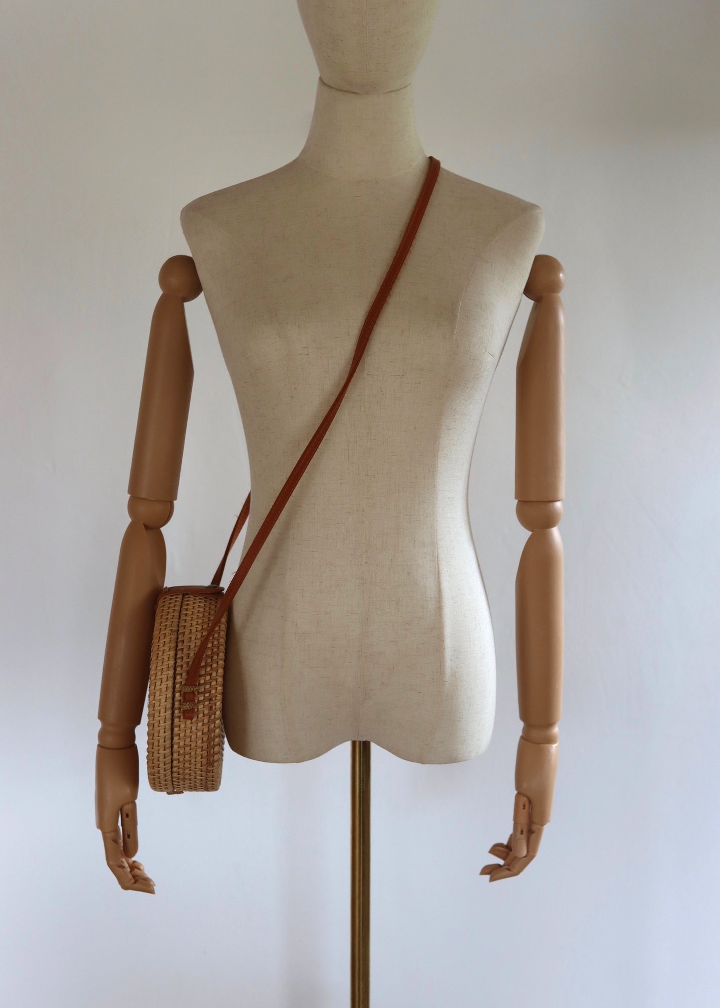 Boho round rattan crossbody bag