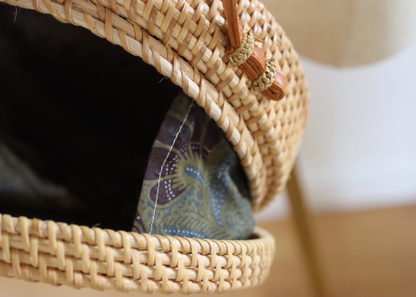 Boho round rattan crossbody bag