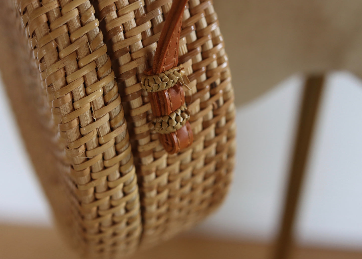 Boho round rattan crossbody bag