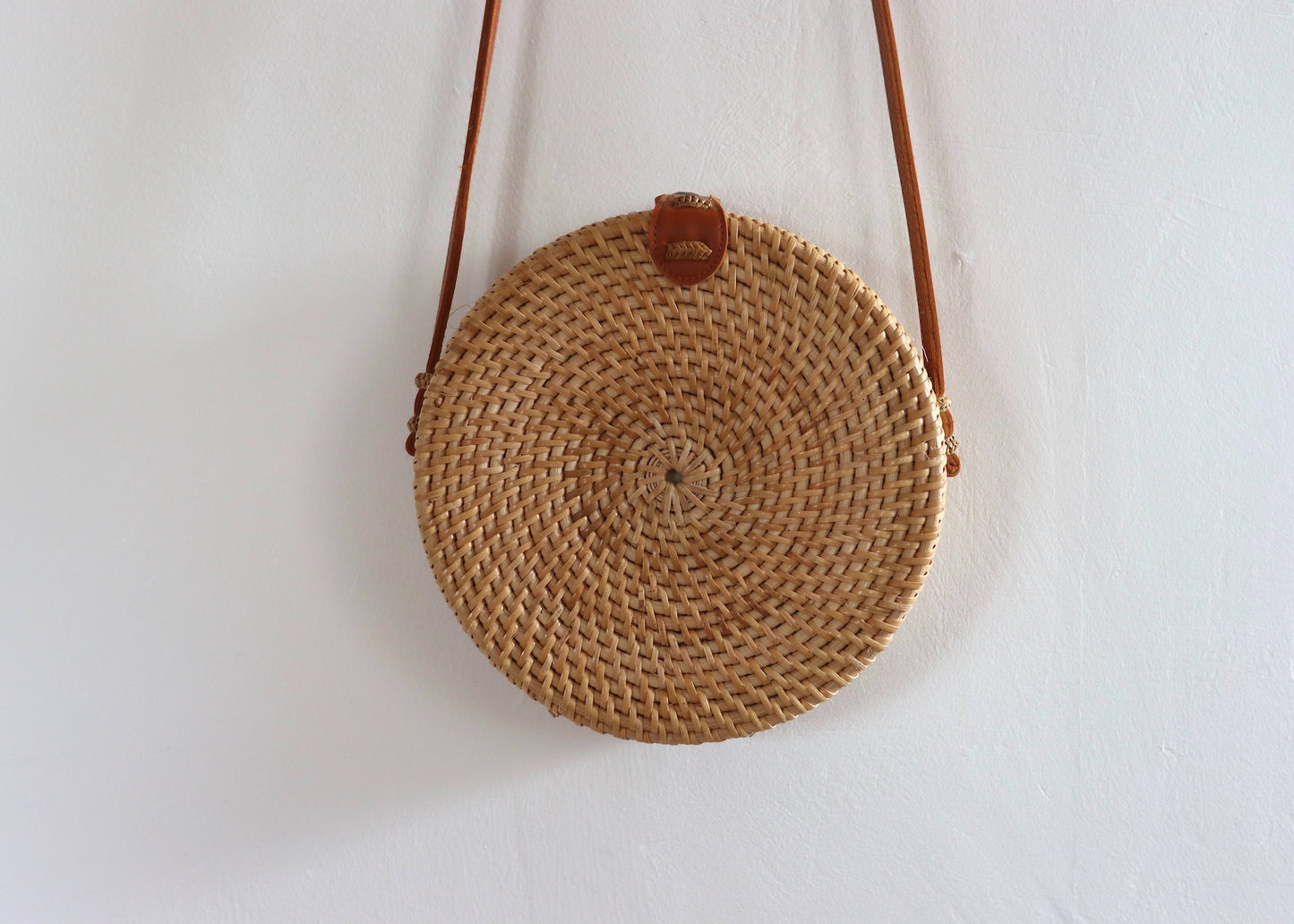 Boho round rattan crossbody bag