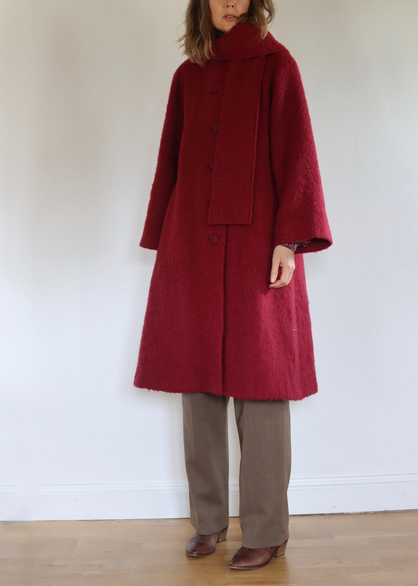 Windsmoor | Red Mohair Blend Scarf Coat