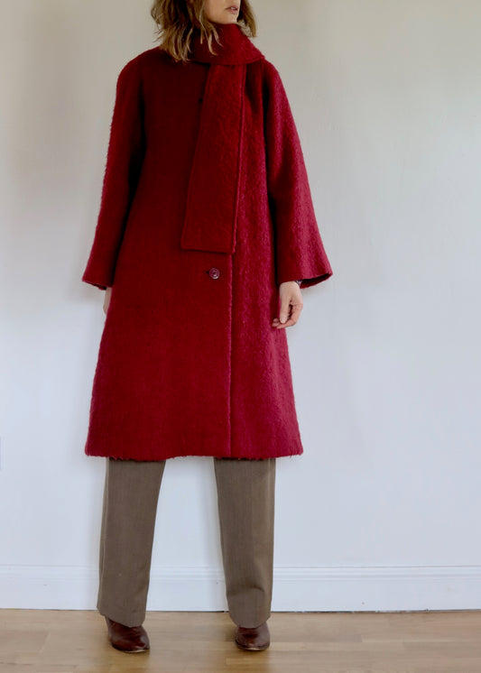 Windsmoor | Red Mohair Blend Scarf Coat