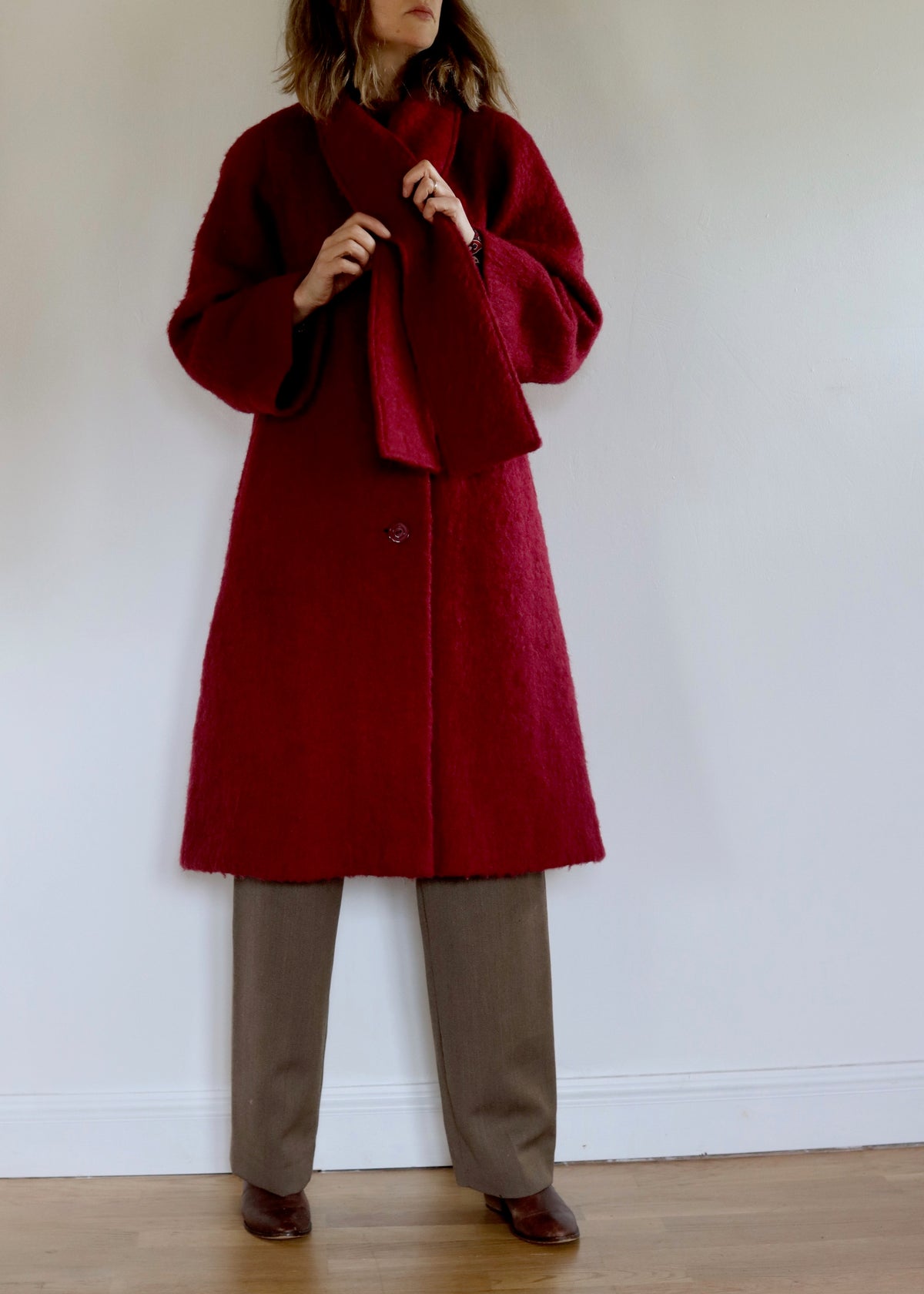Windsmoor | Red Mohair Blend Scarf Coat