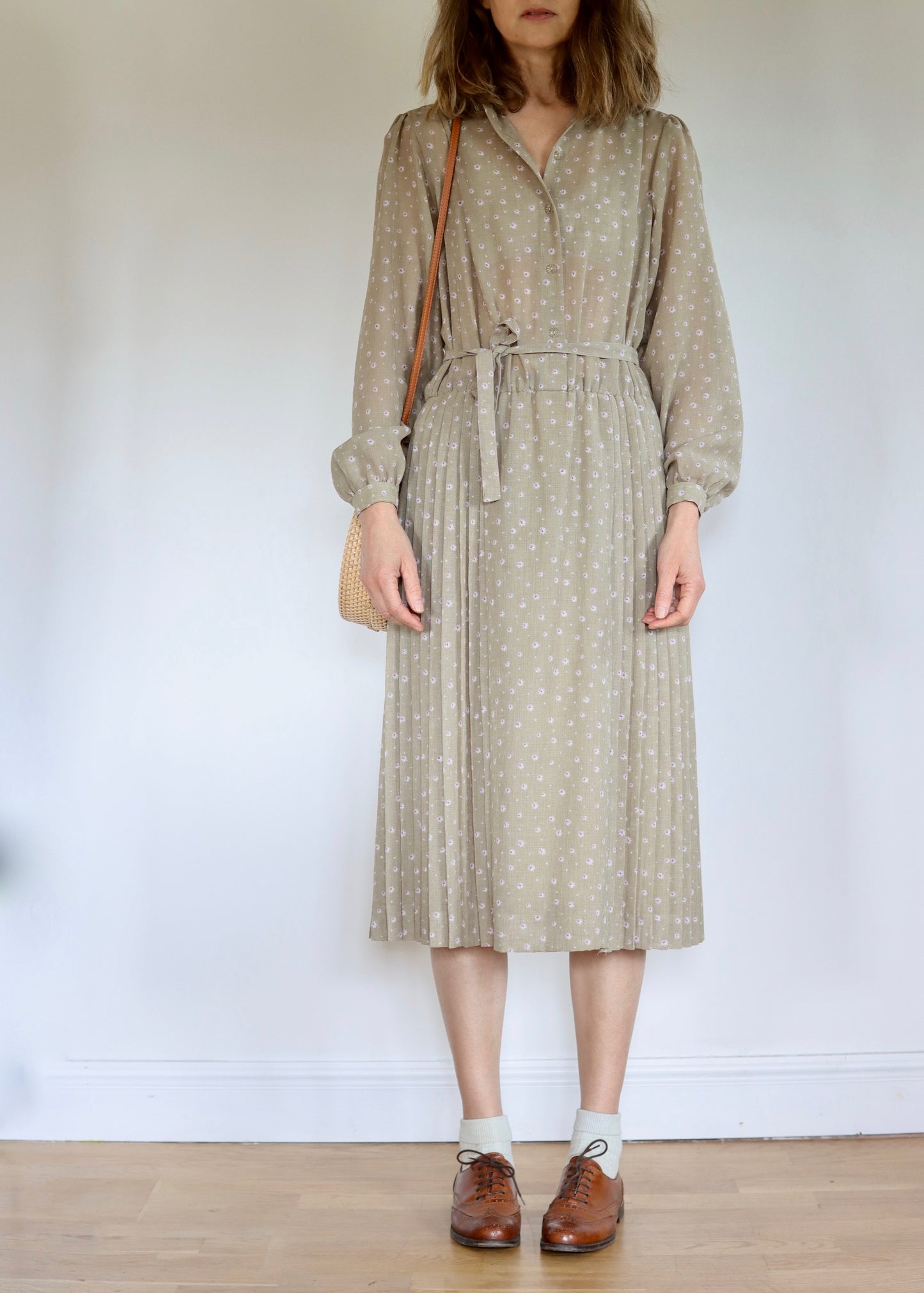 Rodier Paris 1970s Pleated Dress