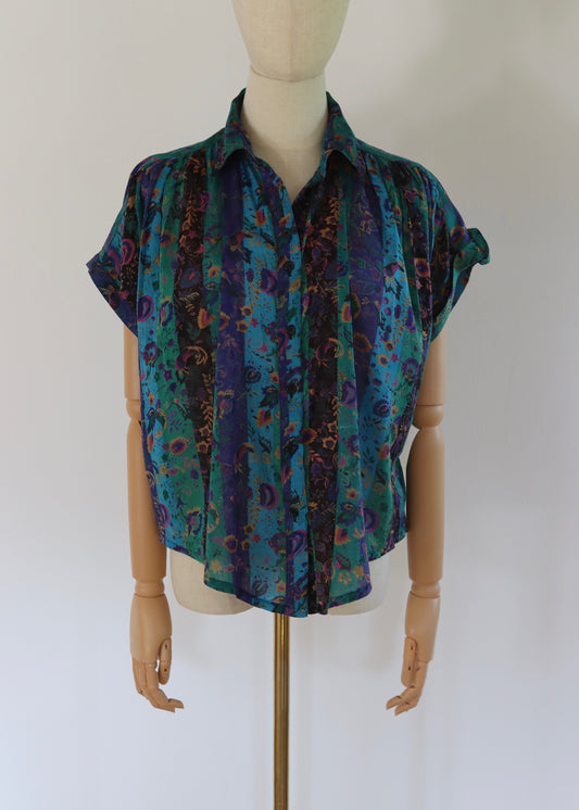 Floral Indian Viscose Blouse  | 1980s