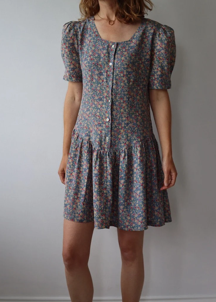 Floral Silk Dress | 1980s