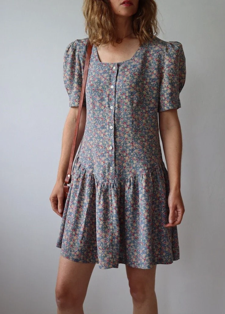 Floral Silk Dress | 1980s