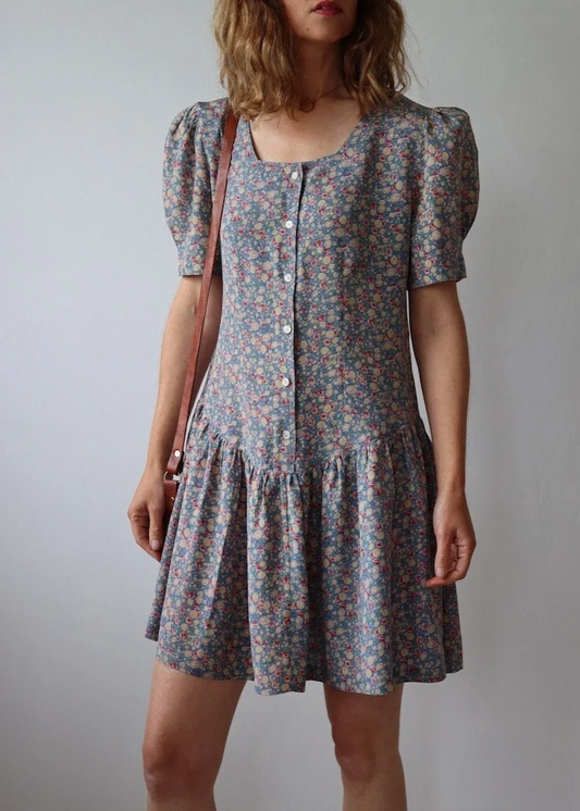 Floral Silk Dress | 1980s